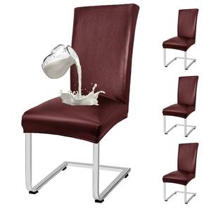 lot 8379 image: WENZMOC PU Leather Dining Chair Covers Removable 100% Waterproof Chair Covers for Dining Chairs Set of 4, Stretchy & Soft High Back Kitchen Chairs Cover Protectors (Wine Red)