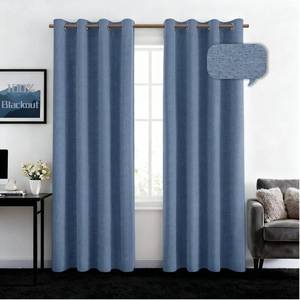 lot 8381 image: HOMEIDEAS Stone Blue 100% Blackout Curtains 2 Panels Faux Linen Room Darkening Curtains 52 X 84 Inches Thermal Insulated Grommet Window Drapes with Liner for Living Room, Bedroom
