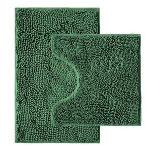 lot 8385 image: Bathroom Rugs Sets 2 Piece,Super Absorbent Chenille Bath Mats and U-Shaped Toilet Rug,Strong PVC Non Slip Backing,Microfiber Washable Dry Quickly Bath Mats for Bathroom(20x3220x20U, Dark Green)