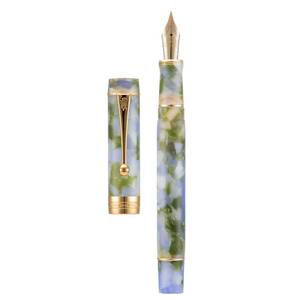 lot 8399 image: Jinhao Classic Fountain Pen Blue Green Celluloid, Extra Fine Nib with Conveter and Pen Case Set