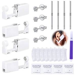 lot 8400 image: DJCIW 21PCS Ear Piercing Kit,Disposable Ear Piercing Gun Kit with 4 Pcs Self Piercing Gun and Bult-in in Stainless Steel Ear Stud 3mm CZ,S925 Ear Sticks and Waterproof Ear Cover For Ear Piercing