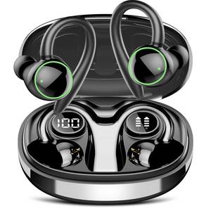 lot 8423 image: Wireless Earbuds, Bluetooth 5.4 Headphones Sport, Over Ear Buds With ENC Noise Cancelling Mic, 48H, Wireless Earphone With Earhooks, Stereo Deep Bass, IP7 Waterproof Headset for Workout Running, Black