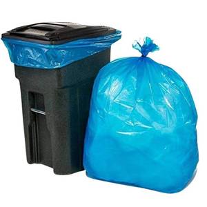 lot 8428 image: Plasticplace 64-65 Gallon Recycling Trash Bags For Toter 1.5 Mil Blue Heavy Duty Garbage Can Liners 50 x 60 (50 Count)