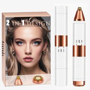 lot 8430 image: Acavado 2-in-1 Dual Head Eyebrow Trimmer & Flawless Facial Hair Removal for Women, Painless & Gentle Facial Hair Remover for Brows, Chin, Upper Lip, Cheeks, Type-C Charging for Women, White