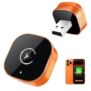 lot 8432 image: 2026 Upgarded Wireless CarPlay Adapter for iPhone, Mini USB Design for Cars with Wired CarPlay, Fast Connection,5.8GHz WiFi, Compatible with iOS 10 &amp iPhone 6, USBType C,Plug and Play -Orange