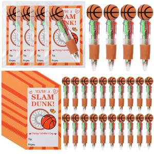 lot 8434 image: LiYiQ 24 Sets Valentines Day 4-in-1 Ballpoint Pens with Positive Cards Exchange Gifts Bulk Basketball Party Favors Basketballs Team Gifts for Basketball Lover Classroom Prizes Goodie Bags Stuffers