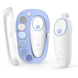 lot 8435 image: Momcozy Baby Nail File Electric, Gentle Baby Nail Trimmer Electric, Baby Nail Clipper with Night Light, 7 Grinding Head Replacement Pads, Blue
