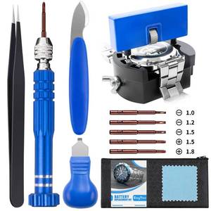 lot 8440 image: EasyTime Watch Battery Replacement Tool Kit Professional Watch Repair Toolkit and Back Remover Set with Adjustable Case Opener, Tweezers, Screwdriver and Instructions