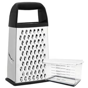 lot 8442 image: XL4-Sided Cheese Grater for Kitchen With Container- 100% BPA-Free Stainless Steel Vegetable Box Grater-Parmesan Shredder-Slip Resistant Handle-Dishwasher Safe Zester Gifts for Chef - Black