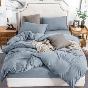 lot 8452 image: PURE ERA Jersey Knit Duvet Cover Set 100% T-Shirt Cotton Super Soft Comfy 2pc Bedding Set with Zipper Closure (Heather Blueish Grey, Twin)