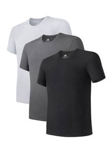 lot 8455 image: DAVID ARCHY Mens Undershirt Bamboo Rayon Moisture-Wicking T-Shirts Stretch Crewneck Tees for Men, 3-Pack (M, BlackDark GrayLight Gray)