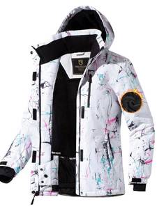 lot 8461 image: FREE SOLDIER Womens Waterproof Ski Snow Jacket Fleece Lined Warm Winter Rain Jacket with Hood Fully Taped Seams(Floral Print,M)
