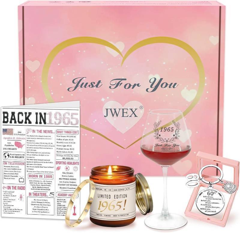 lot 56749 image: JWEX 60th Birthday Gifts Women, 60TH Birthday Gifts for Her, 60th Anniversary for Friends, Daughter, Sister Mom - Turning 60 Present