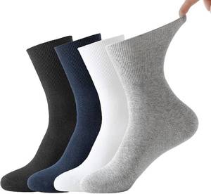 lot 64619 image: Cotton Diabetic Socks for Men 7-11  4 Pairs  Wide Non Binding Ankle Socks Quarter Length  Edema Neuropathy Socks
