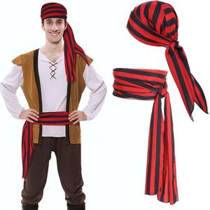 lot 64632 image: Pirate Costume Accessories, Medieval Costume Bandana Headscarf Sash Belt for Men Women, Halloween Favors Supplies