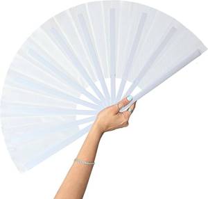 lot 64709 image: 13inch Large Rave Fan Popping Fan Clacking Fans for Line Dancing,Hand Fans for Women Foldable,Boots on The Ground Fan,Portable for Outdoor,Wedding,Party,Decoration(White, 1 Pack)