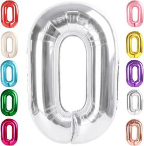 lot 64728 image: Number 0 Balloons 40 Inch Silver Number Balloons for 10 20 30 40 50 60 70 80 90 100 Numbers Balloon Birthday Decorations Wedding Event Baby Shower