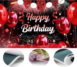 lot 64732 image: BlissYard Happy Birthday Banner Backdrop 71x43 inches Red Black Birthday Party Decorations Photography Background