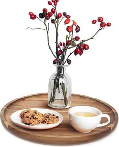 lot 64843 image: 12 Inch Round Acacia Wood Serving Tray Food Charcuterie Board Decorative Tray for Kitchen Counter Bathroom Trays Home Decor Large Wooden Platter Circle Trays Coffee Table Tray Lazy Susan Candle Tray