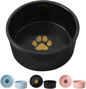 lot 64864 image: Ceramic 44oz Pet Bowl for Dogs and Cats, Weighted Non-Slip Dog Bowls Food and Water Dish, Durable Pets Feeding Bowls Suitable for Small Medium Dogs, Black