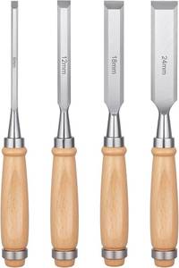 lot 64901 image: 4 Piece Wood Chisel, Professional Wood Woodworking Tools Set,Bevel Edge Chisel Set