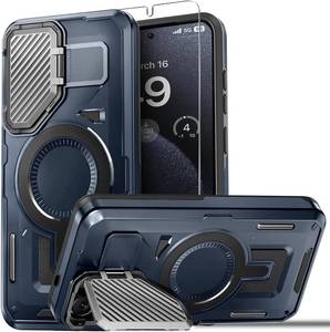 lot 64919 image: for Samsung Galaxy S25 Plus Case,Galaxy S24 Plus Case with Screen Protector,Compatible with MagsafeAdjustable Camera Stand Military-Grade Shockproof Protective Magnetic Cover-Blue