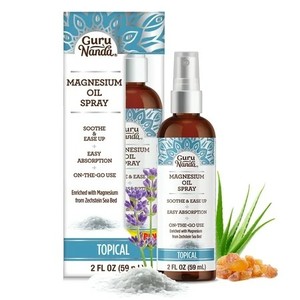 lot 64924 image: GuruNanda Magnesium Oil Spray for Muscle Relief & Soothing Aches - Quick Absorbing- 2oz