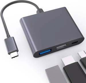 lot 64933 image: USB C to HDMI Multiport Adapter Type-C to Digital AV Hub for iPhone 15 16 iPad,4K HDMI Output, USB 3.0 and USB-C Fasting Charging Port, Samsung MacBook Laptop Black