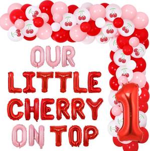 lot 64936 image: Cherry 1st Birthday Party Decorations for Girl Shes The Cherry On Top Balloon Garland Kit Fruit Theme First Birthday Decorations for Cherry Theme Birthday Supplies
