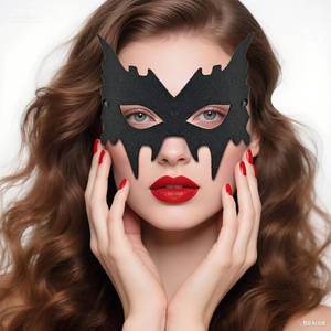 lot 64950 image: Komotu Bat Mask Costume Accessories Black Bat Eye Mask Costume for Men Women Adult for Batgirl Batboy Masquerade Halloween Cosplay Birthday Dress Up