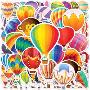 lot 64956 image: Pack 50 Pcs Hot Air Balloon Stickers for Water Bottles Waterproof Laptop Luggage Computer Scrapbooking Teens Adults Girls Cute Funny Aesthetic Sticker Packs Small Vinyl Decals