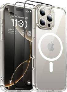 lot 64957 image: SPIDERCASE for iPhone 16 Pro Case, Military-Grade Drop Tested 2Full Coverage Tempered Glass Screen Protector Full Camera Protection Not Yellowing Slim Case for iPhone 16 Pro 6.3 , Clear