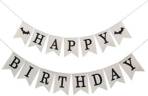 lot 64959 image: Halloween Birthday Party Decorations, Happy Birthday Banner Burlap with Bats Decor Bunting Hainging Banner for Halloween Party Supplies