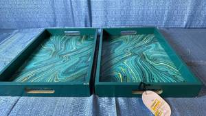 lot 2039 image: A Pair of Threshold Decorative Trays. 18L x 12W x 2H.
