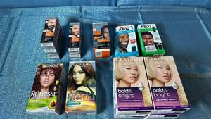 Assortment of Hair Dye Products.