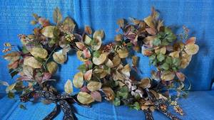 lot 2074 image: A Pair of Threshold 24 Mixed Berry Faux Fall Leaves Wreaths.