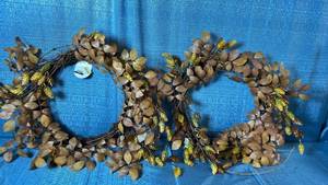 lot 2075 image: A Pair of Threshold 22 Faux Mixed Fall Leaves Wreaths.