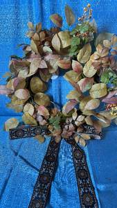 lot 2077 image: Threshold 24 Mixed Berry Faux Fall Leaves Wreath. 