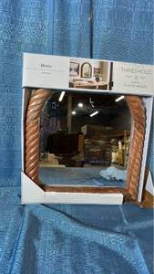 lot 2093 image: Threshold Textured Wood Mirror. 14x16. 