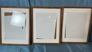 lot 2131 image: Set Of 3 Wooden Picture Frames 15x19 Matted To 10.5x13.5.