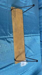 lot 3023 image: Wooden Wall Mount Display Shelf with Metal Brackets