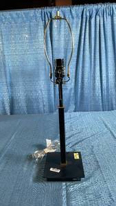lot 3052 image: Black Metal Table Lamp Base with Brass Accents