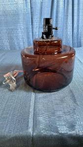 lot 3054 image: Amber Glass Table Lamp with Power Cord