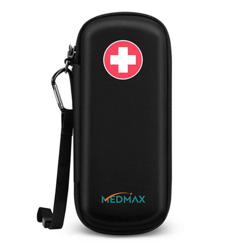 lot 40970 image: MEDMAX Epipen Medical Carrying Case, Hard Shell EVA Shock Absorption Travel Medication Organizer Bag Emergency Medical Pouch Holds 2 EpiPens, Asthma Inhaler, Auvi-Q, Allergy Supplies (Black) - Retail $14