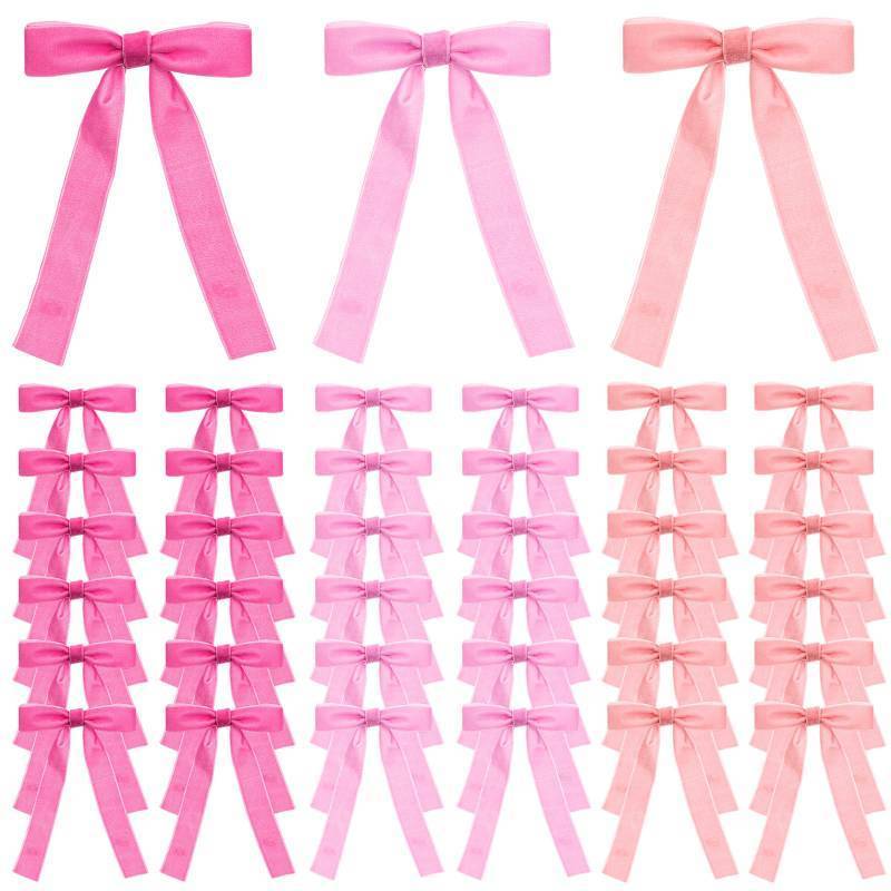 lot 40989 image: LOYIM 36 Pieces Easter Day Velvet Bow Easter Ribbon Wreath Bow Bulk Spring Crafts Gift Pretied Set for Garland Home Wedding Holy Week Decor(Pink,58 Wide) - Retail $15