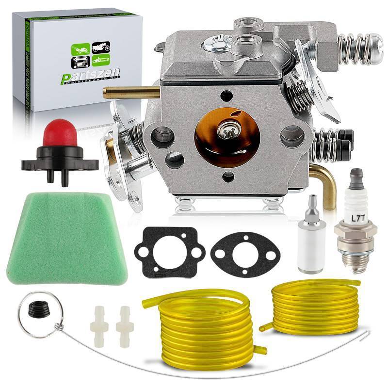 lot 40995 image: Partszen 545081885 530069703 Carburetor Tune-up Kit Fits for C1U-W8 C1U-W14 WT-89 WT-600 WT-624 WT-625 WT-891 for Poulan 1950 2050 2150 2250 2375 2550 with Parts Spark Plug Fuel Line - Retail $16