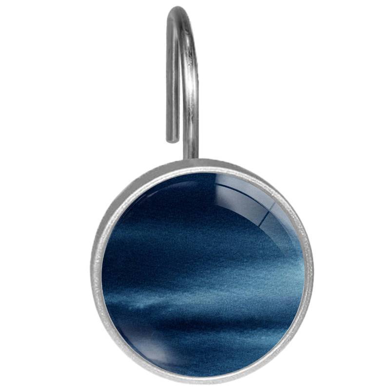 lot 41003 image: Navy Blue Shower Curtain Hooks Set of 12 Rustproof Metal Shower Hooks for Curtains Rods Shower Curtain Rings for Bathroom Living Room Bedroom Decor - Retail $22