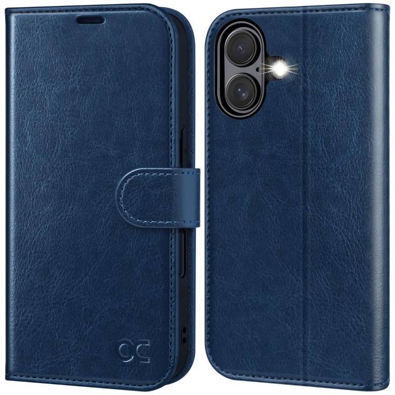 lot 41067 image: OCASE Compatible with iPhone 17 Wallet Case, PU Leather Flip Folio Case with Card Holders RFID Blocking Kickstand Shockproof TPU Inner Shell Phone Cover 6.3 Inch 2025, Blue - Retail $56