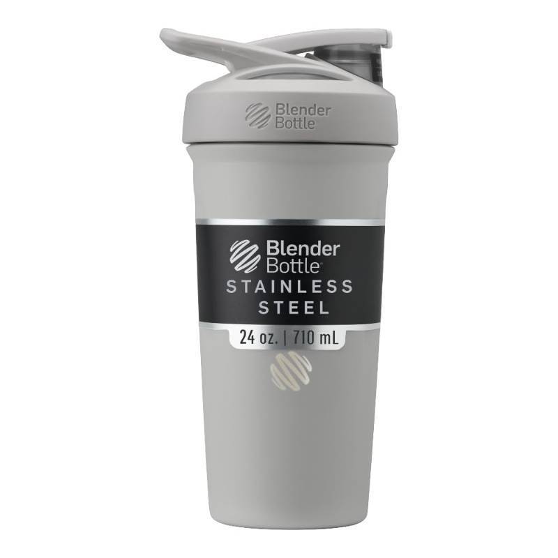 lot 41071 image: BlenderBottle Sport Insulated Stainless Steel Shaker Bottle with Wire Whisk, 24-Ounce, Grey Protein Shakes & Hydration for Athletes & Fitness Enthusiasts, Easy Mixing, Keeps Drinks Cold, Lockable Lid - Retail $28