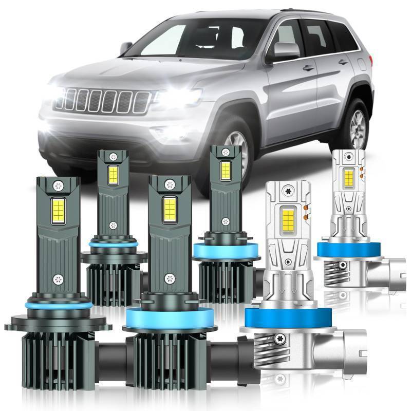 lot 59653 image: ZSTOPCL Fit for Jeep Grand Cherokee 2014-2017 Light Bulbs, HighLow Beam Fog Light Bulbs Combo, 800% Brightness, 6000K Cool White, Plug and Play, Pack of 6 - Retail $76